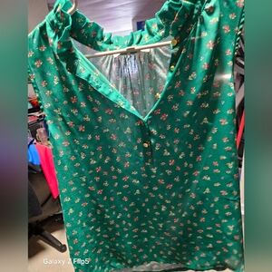 Green Floral Sleeveless Top